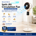 NUVEX Ionic Air Circulation Stand Fan – 35dB Quiet & 360° Air Delivery