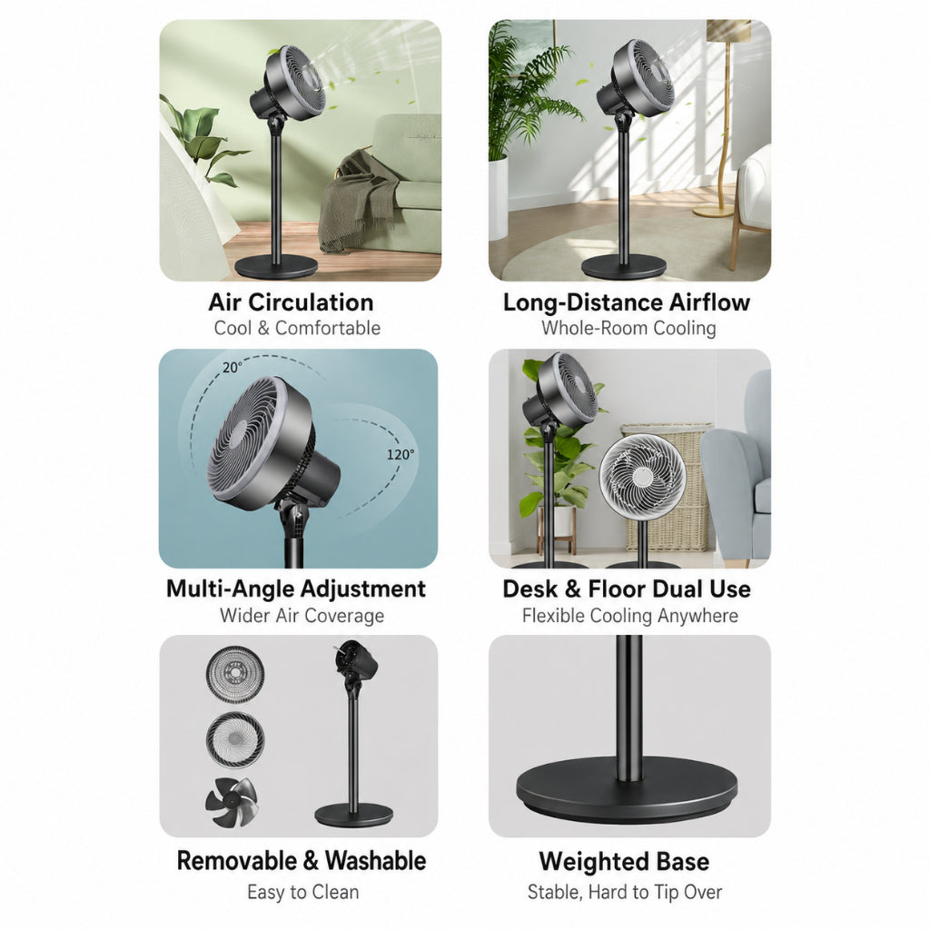 NUVEX Crazy Fan Air Circulator – Adjustable Stand & Table Fan